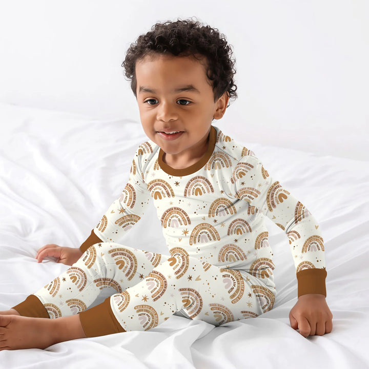 Back Lives Matter Rainbow Bamboo Two Piece Long Sleeve Pajama Set