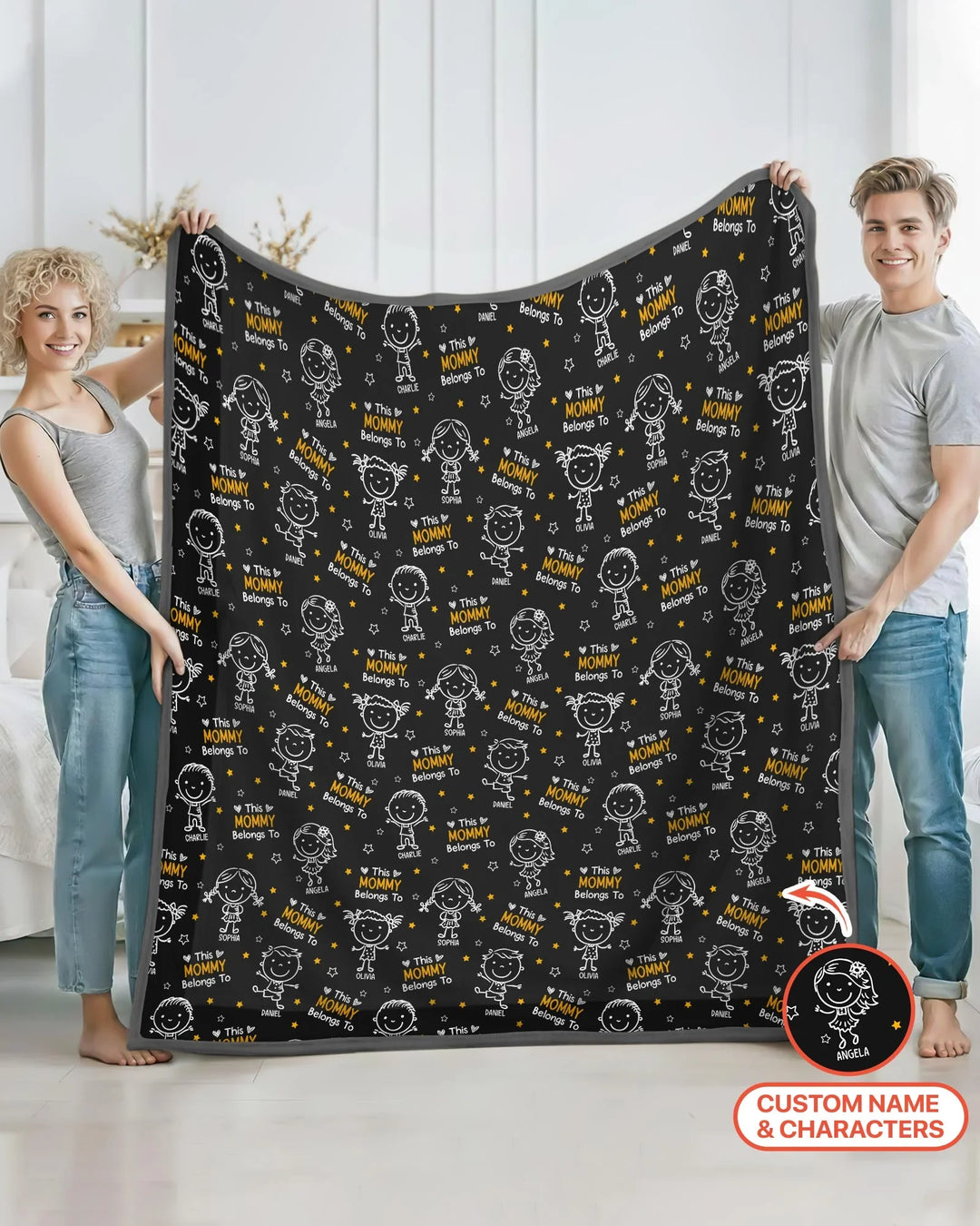 Custom Name "This Mommy Belongs To" Doodle Bamboo Blanket