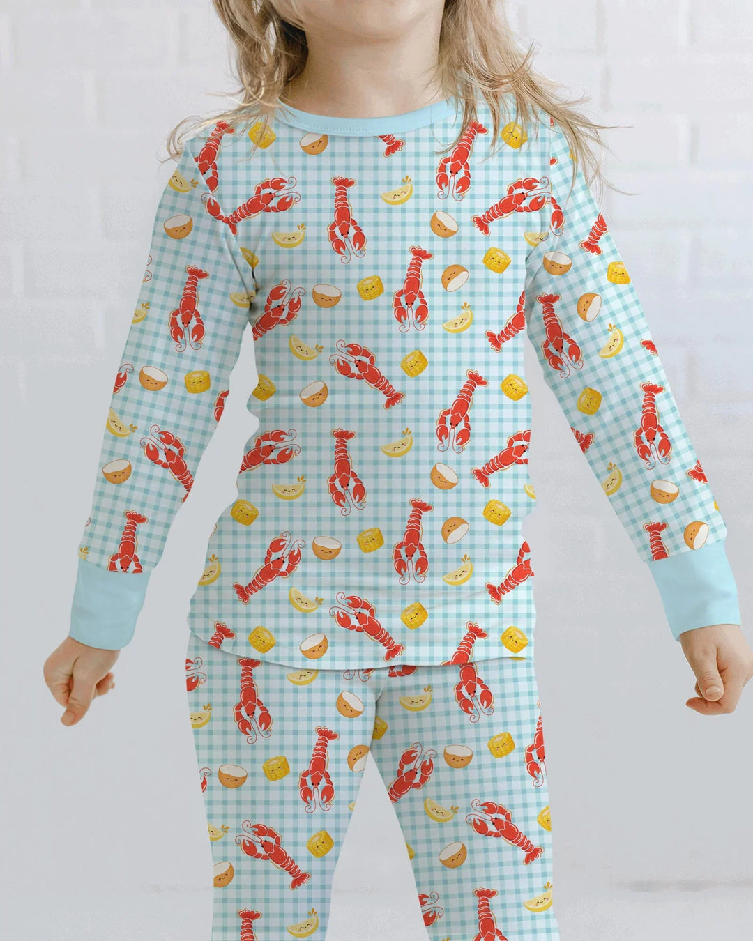 Preppy Crawfish Season Bamboo Two Piece Long Sleeve Pajama Set
