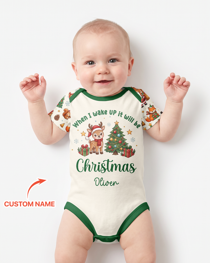 Custom Name When I Wake Up It's Will Be Christmas Bamboo Bodysuit