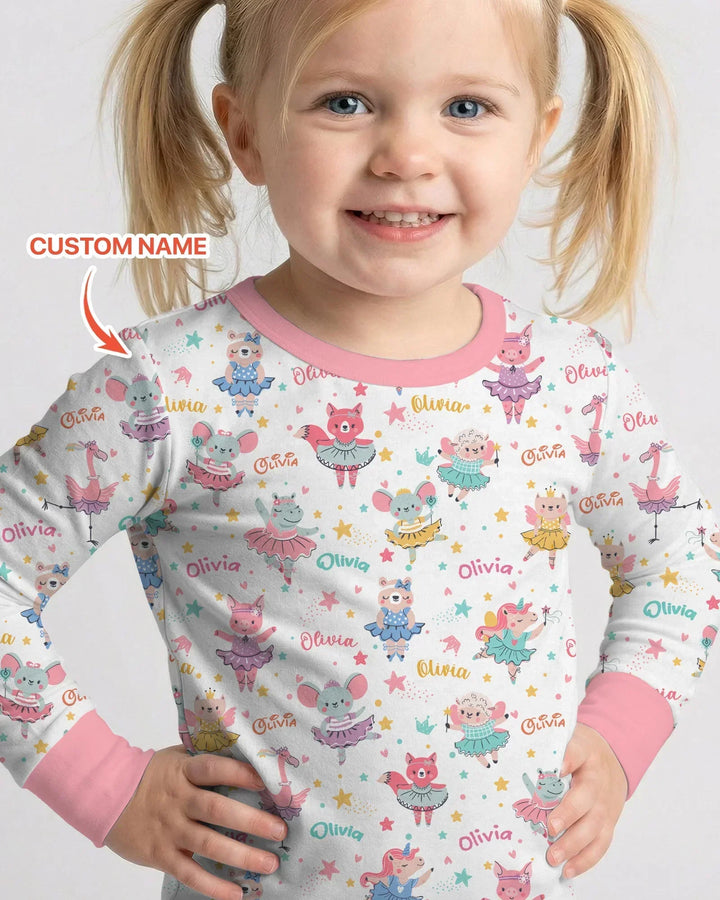 Fairy Friends Ballet Custom Name Bamboo Two Piece Long Sleeve Pajama Set