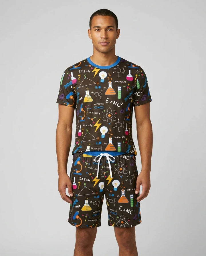 Science Explorer Family Matching Bamboo Men Short Sleeve Short Pajama Set