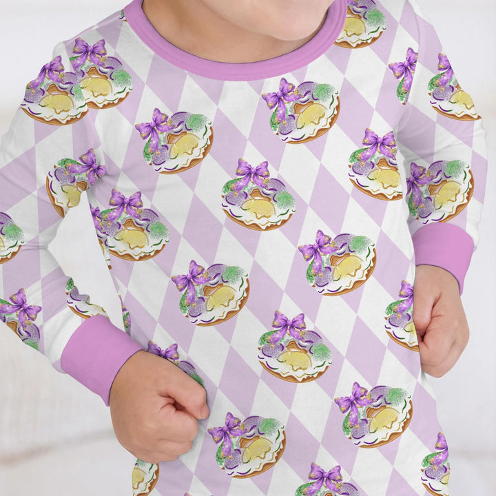 Mardi Gras Donut Bamboo Two Piece Long Sleeve Pajama Set