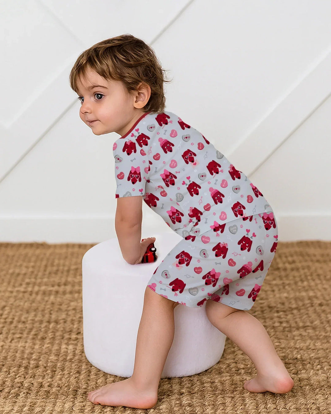 Dachshund Is My Valentine Bamboo Two Piece Short Sleeve Shorts Pajama Set