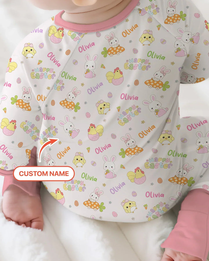 Custom name Happy Easter Bamboo Shorty Zippy