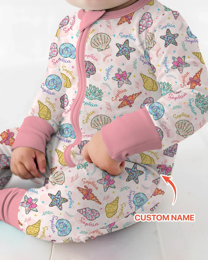 Custom Name Seaside Wildflower Summer Bamboo Convertible Zippy