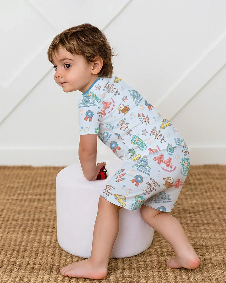 250 Years Of Freedom Bamboo Two Piece Short Sleeve Shorts Pajama Set