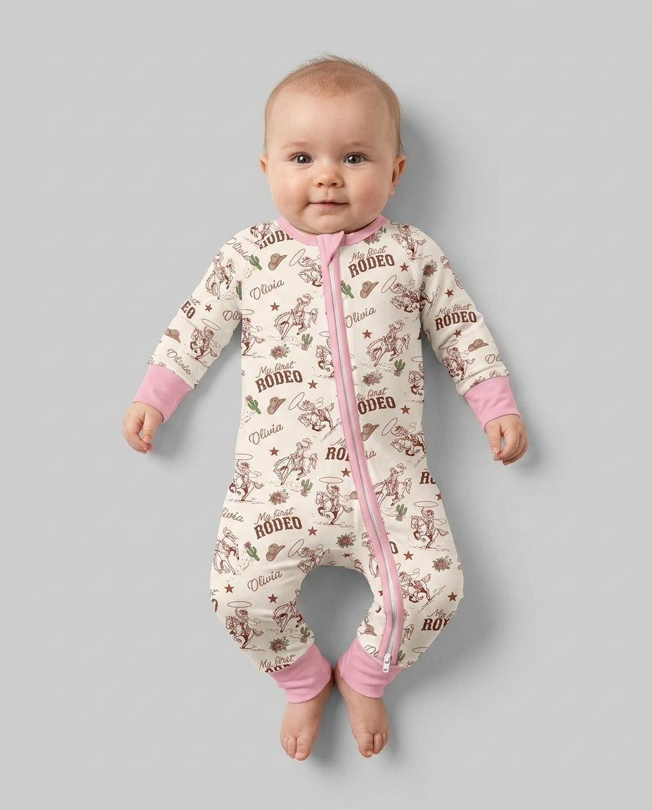 Custom Name First Rodeo Family Matching Bamboo Convertible Zippy