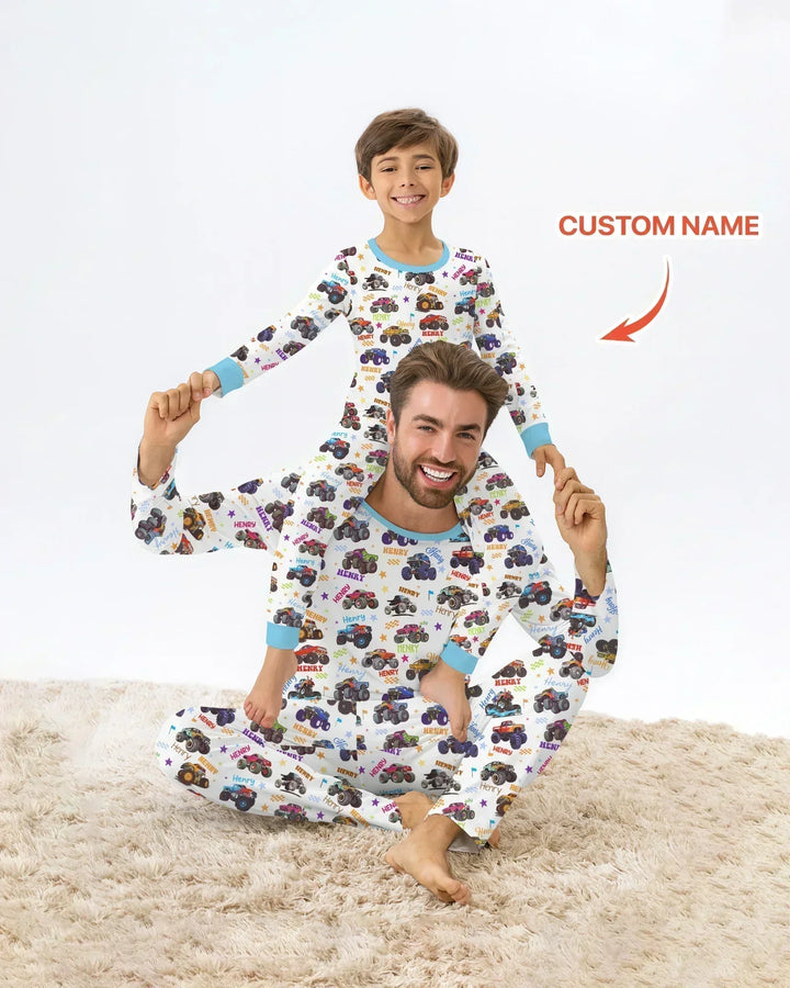 Monster Truck Custom Name Bamboo Men's Pajama Set