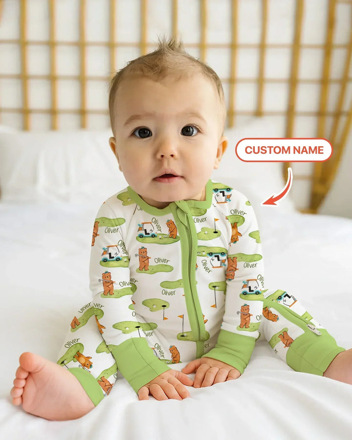 Custom Name Little Bear Golf Club Bamboo Convertible Zippy