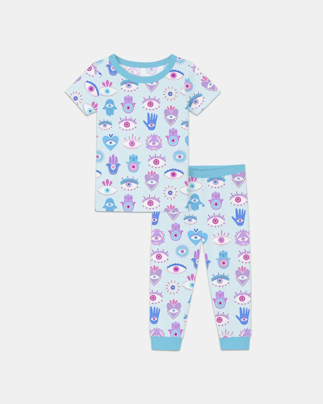 Hamsa Heart Guardians Family Matching Bamboo Two Piece Short Sleeve Pajama Set