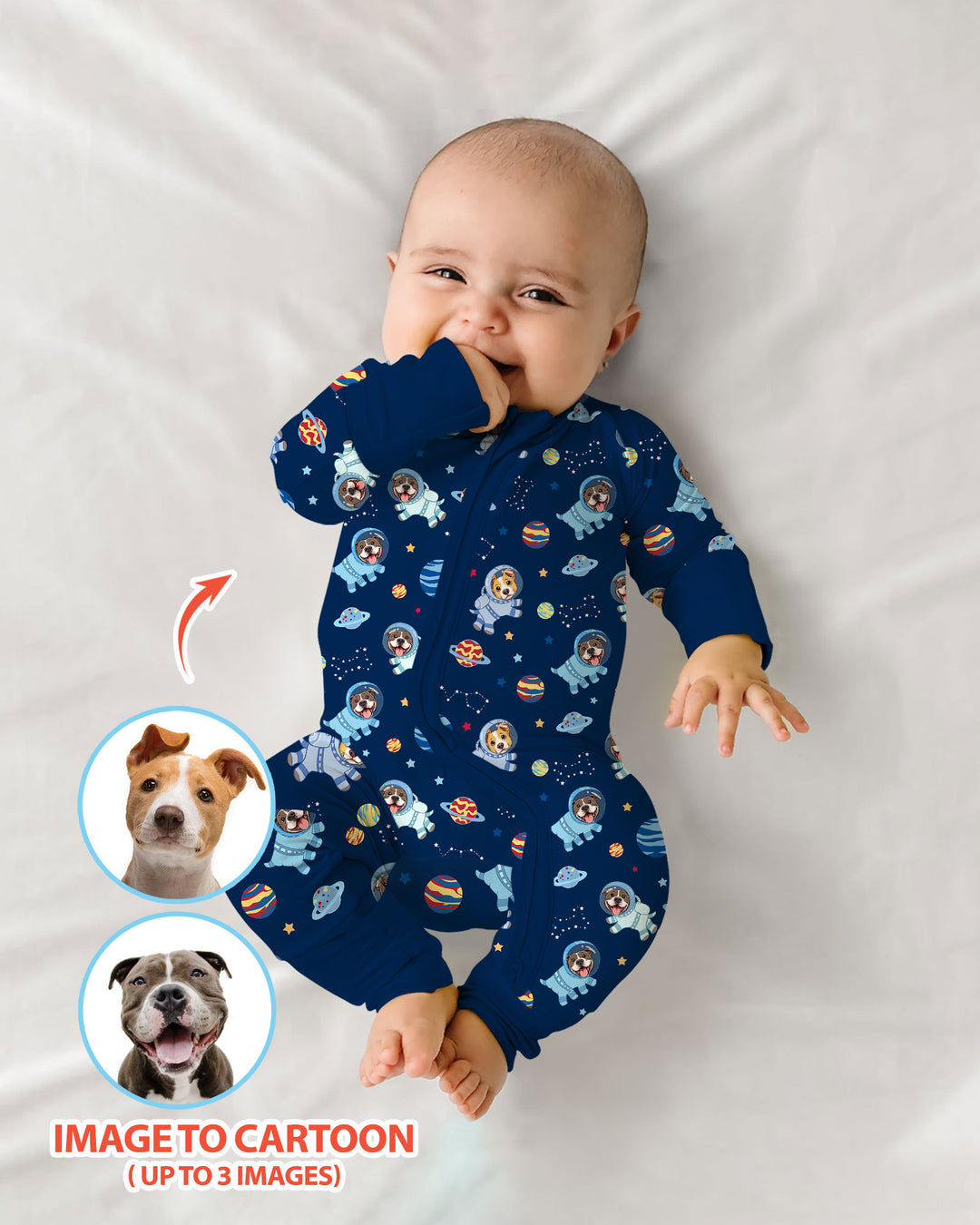 Astronaut Custom Pet Image Family Matching Bamboo Convertible Zippy