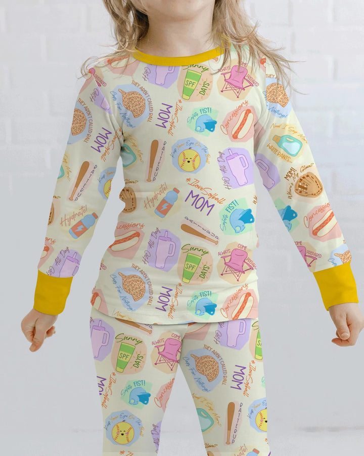 SoftBall Mom Saves The Days Two Piece Long Sleeve Pajama Set