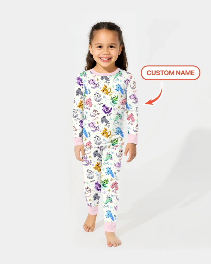 I Love You Axolotl Custom Name Bamboo Two Piece Long Sleeve Pajama Set