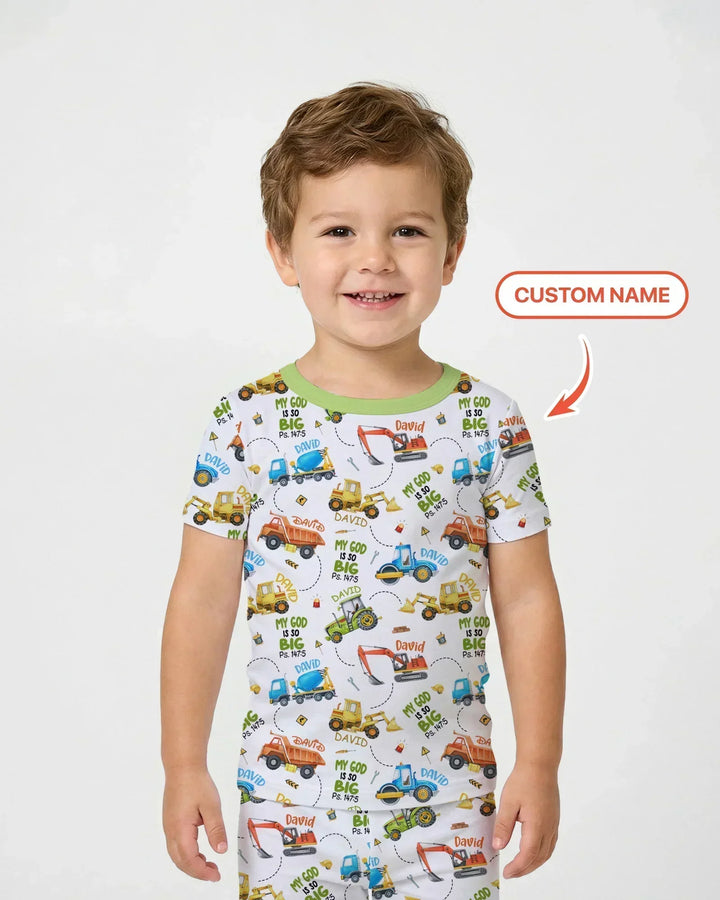 My God Is So Big Custom Name Bamboo Two Piece Short Sleeve Pajama Set