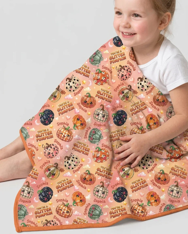 Custom Name You're A Glitter Pumpkin Bamboo Blanket