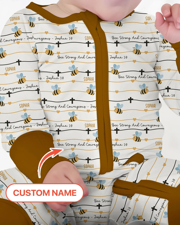 Bee Strong And Courageous Custom Name Bamboo Convertible Zippy