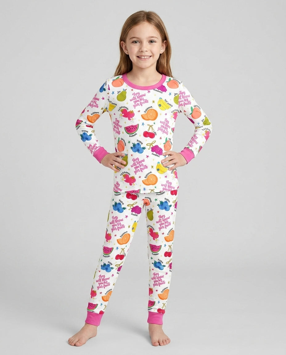 They Will Know You By Your Fruits Bamboo Two Piece Long Sleeve Pajama Set