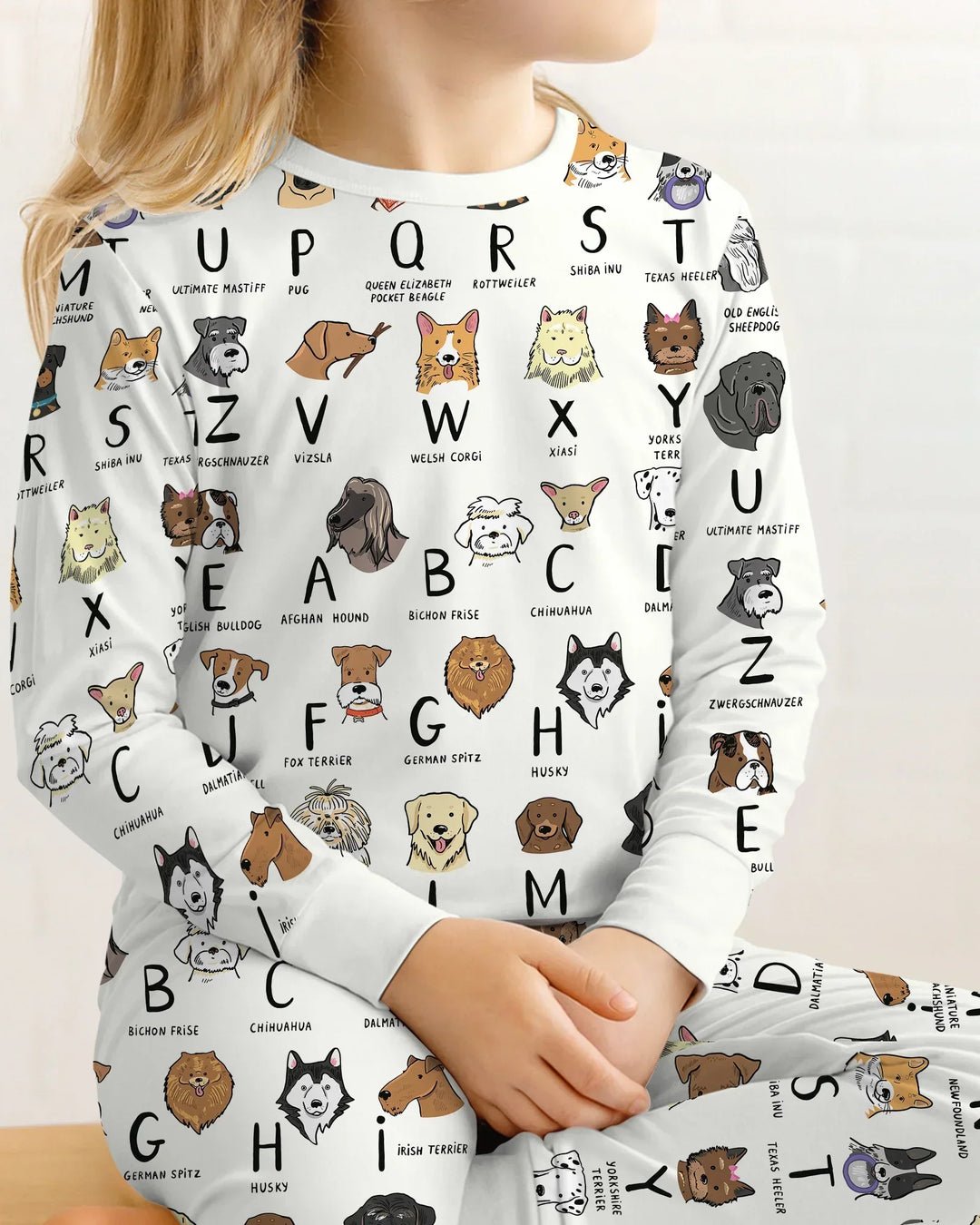 Funny Dogs Alphabet Bamboo Two Piece Long Sleeve Pajama Set