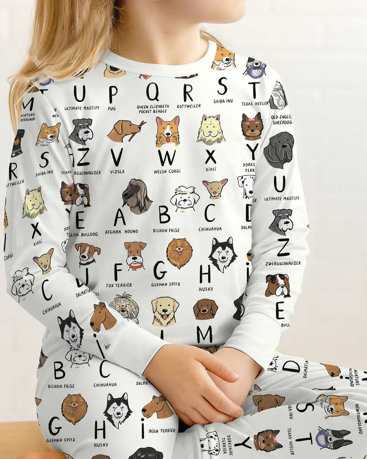 Funny Dogs Alphabet Bamboo Two Piece Long Sleeve Pajama Set