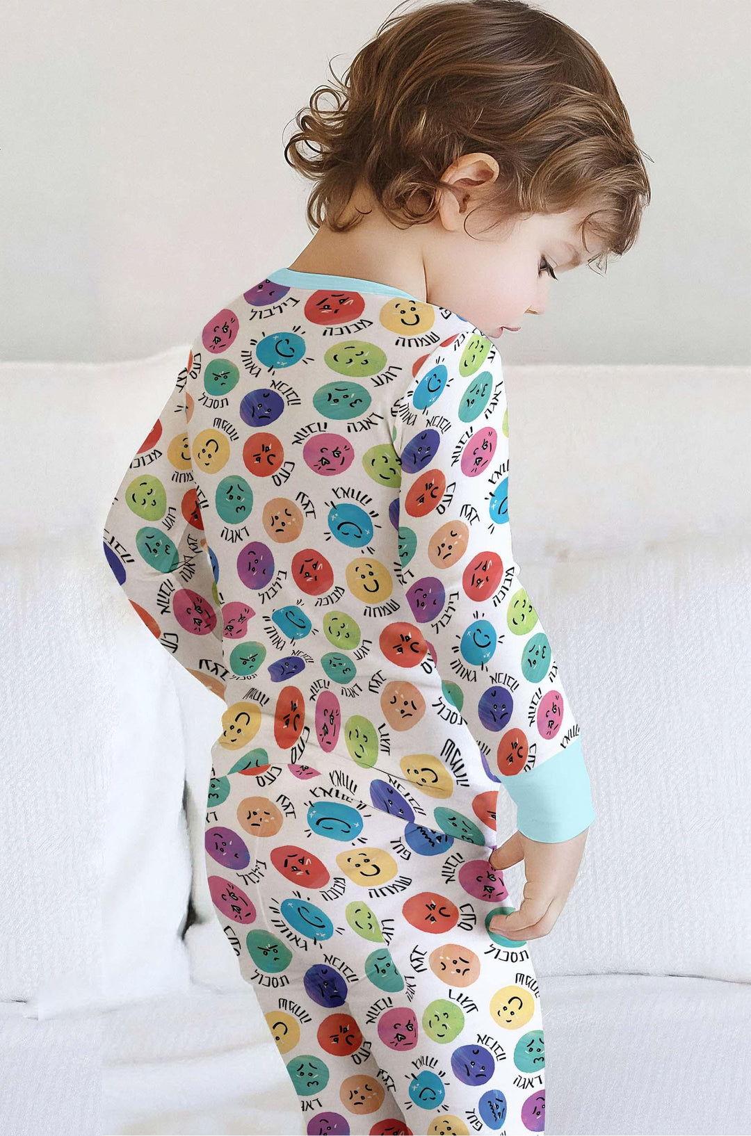 My Emotions Hebrew Bamboo Two Piece Long Sleeve Pajama Set