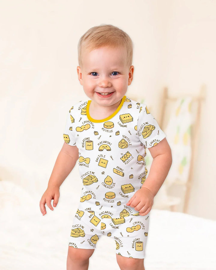 Kawaii Pasta Bamboo Two Piece Short Sleeve Shorts Pajama Set