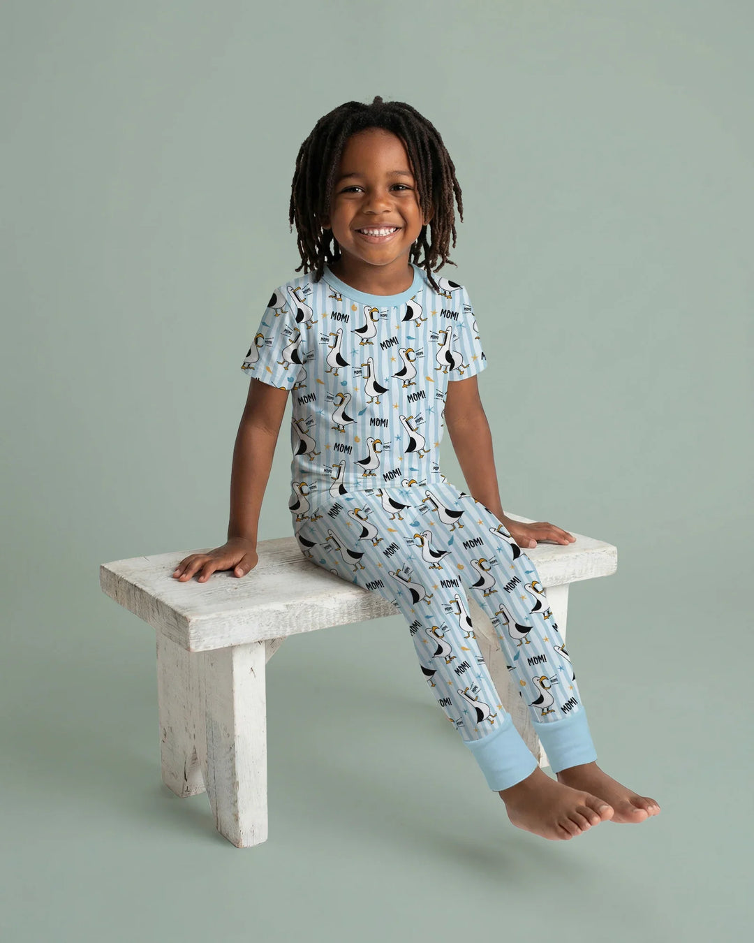 Seagull mom Mom MOM Bamboo Two Piece Short Sleeve Pajama Set