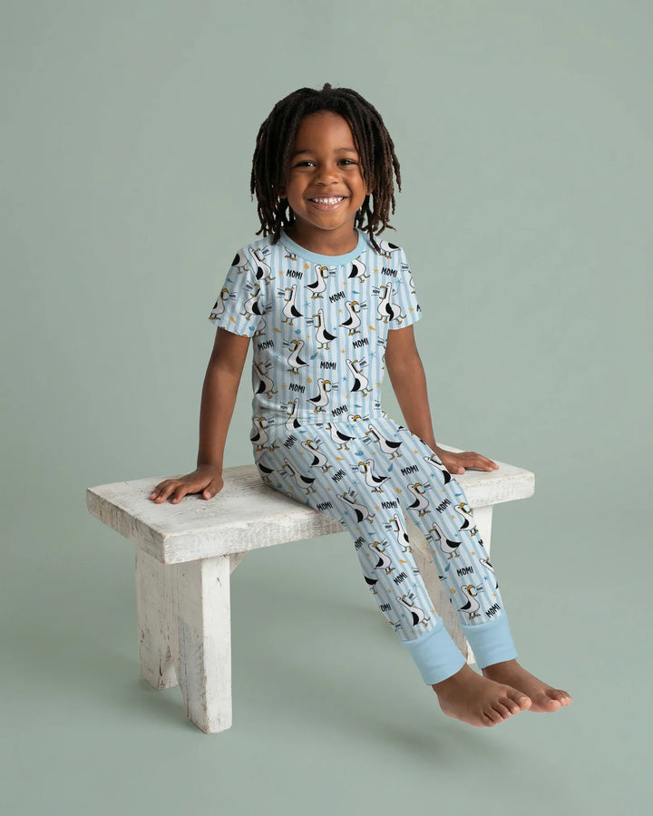 Seagull mom Mom MOM Bamboo Two Piece Short Sleeve Pajama Set