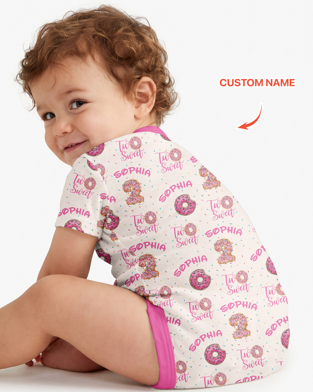 Custom Name Two Sweet Donut Bamboo Bodysuit