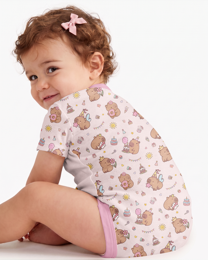 Personalized Capy Birthday Girl Bamboo Bodysuit