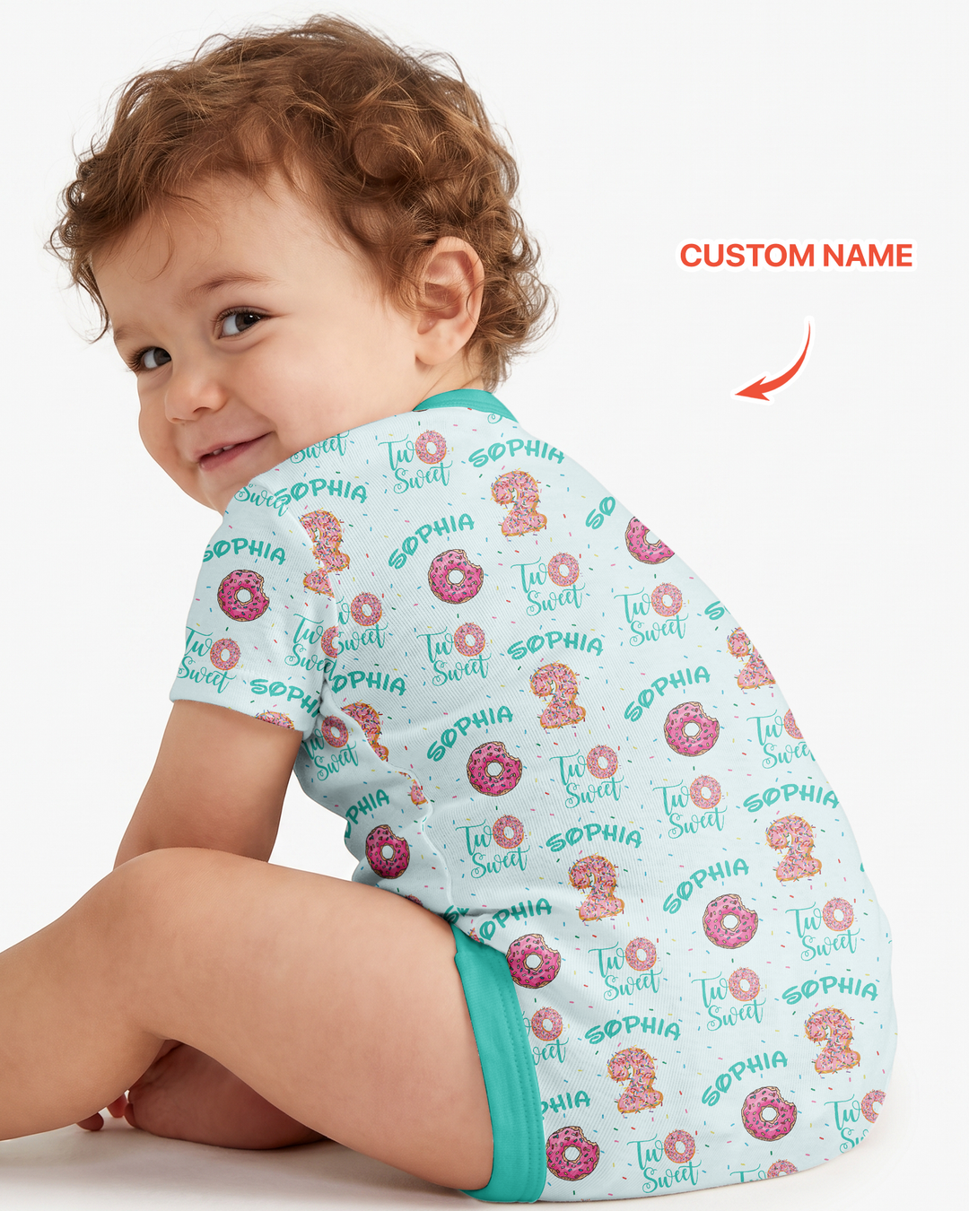 Custom Name Two Sweet Donut Bamboo Bodysuit