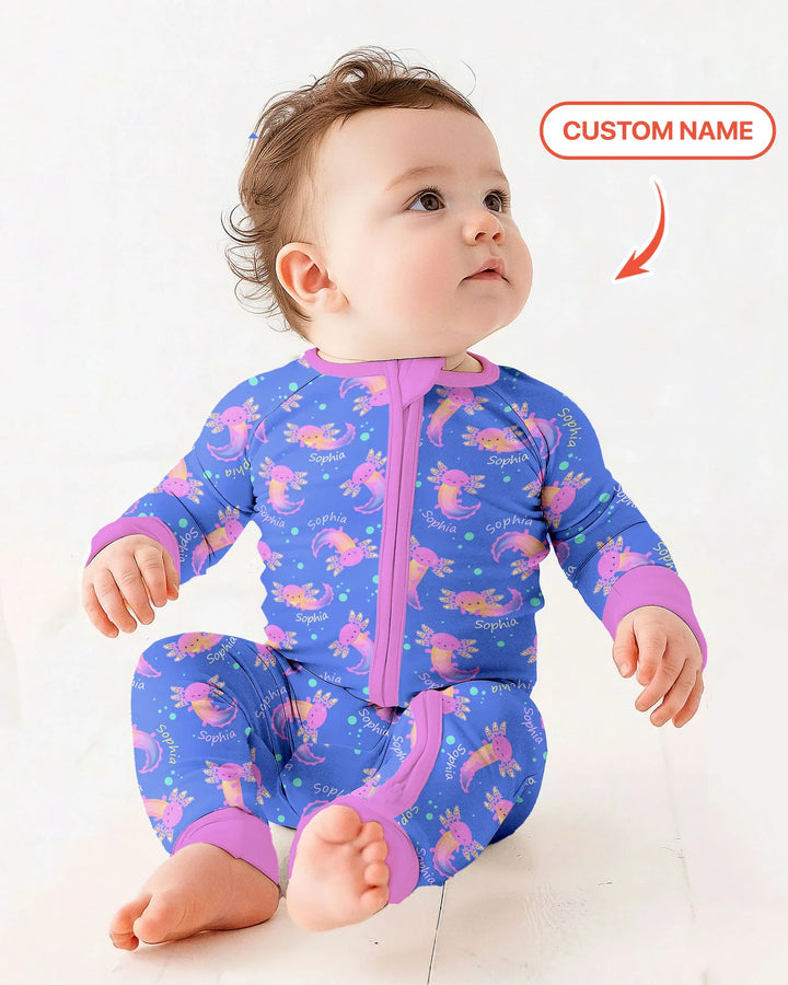 Axolotl Glow Custom Name Bamboo Convertible Zippy