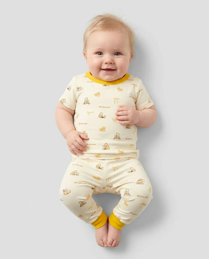 Sweat Yellow Mama Bear Two Piece Short Sleeve Pajama Set