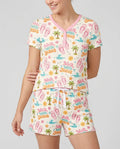 Groovy Summer Walk With Jesus Bamboo Women Short Sleeve Short Pajama Set