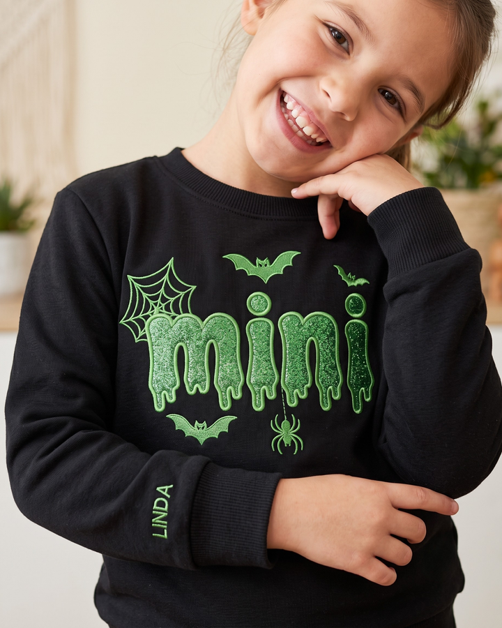 Mini Spooky Embroidered Bamboo Crewneck Sweatshirt