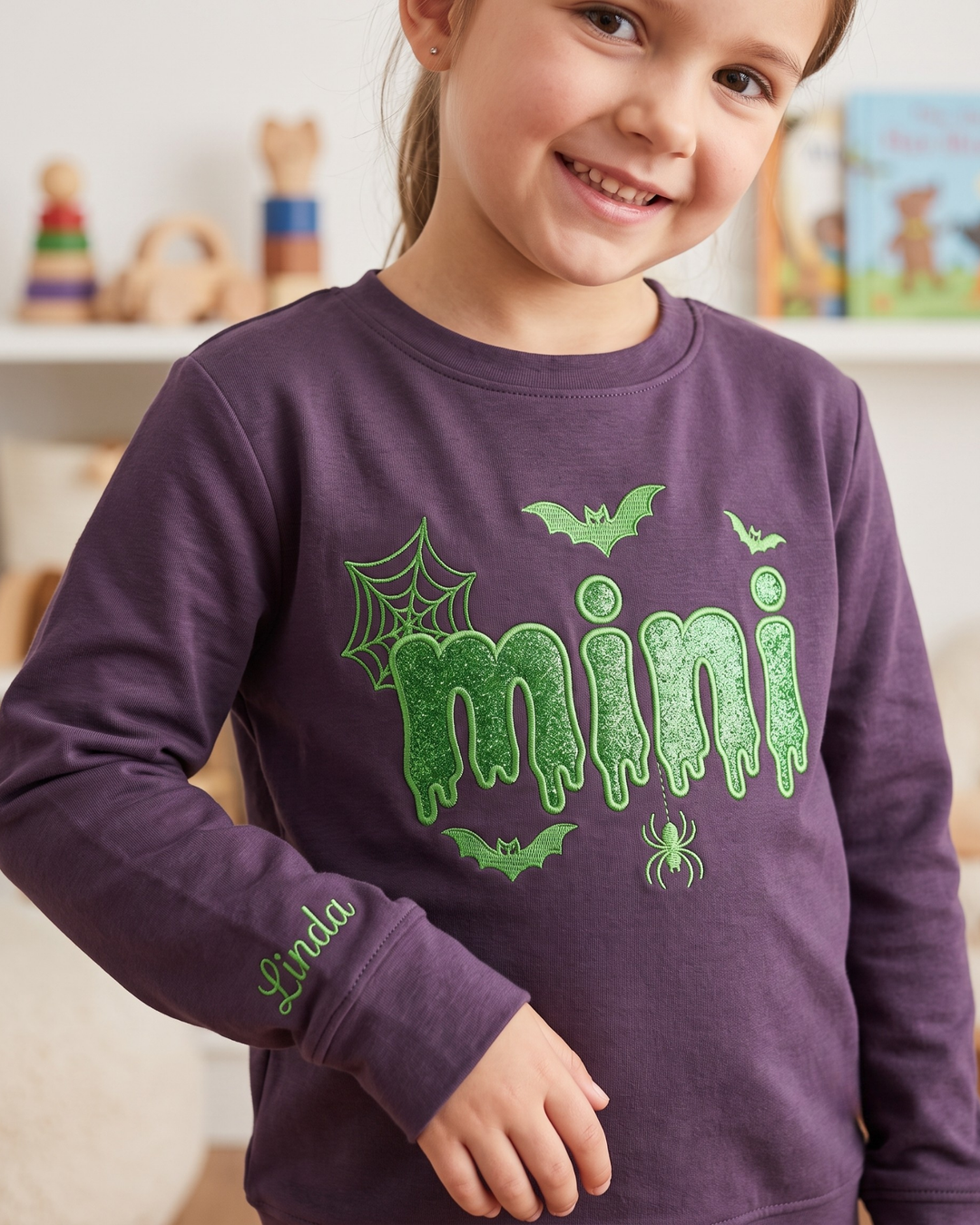 Mini Spooky Embroidered Bamboo Crewneck Sweatshirt