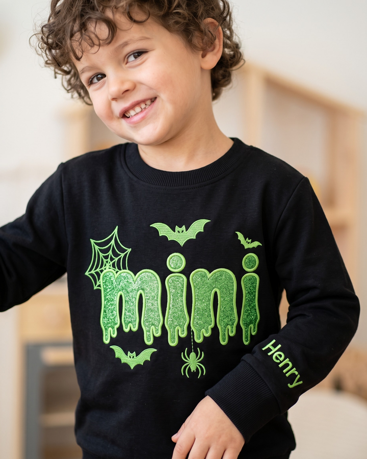 Mini Spooky Embroidered Bamboo Crewneck Sweatshirt