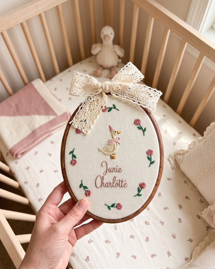 Rosie Goose Embroidered Custom Hoop