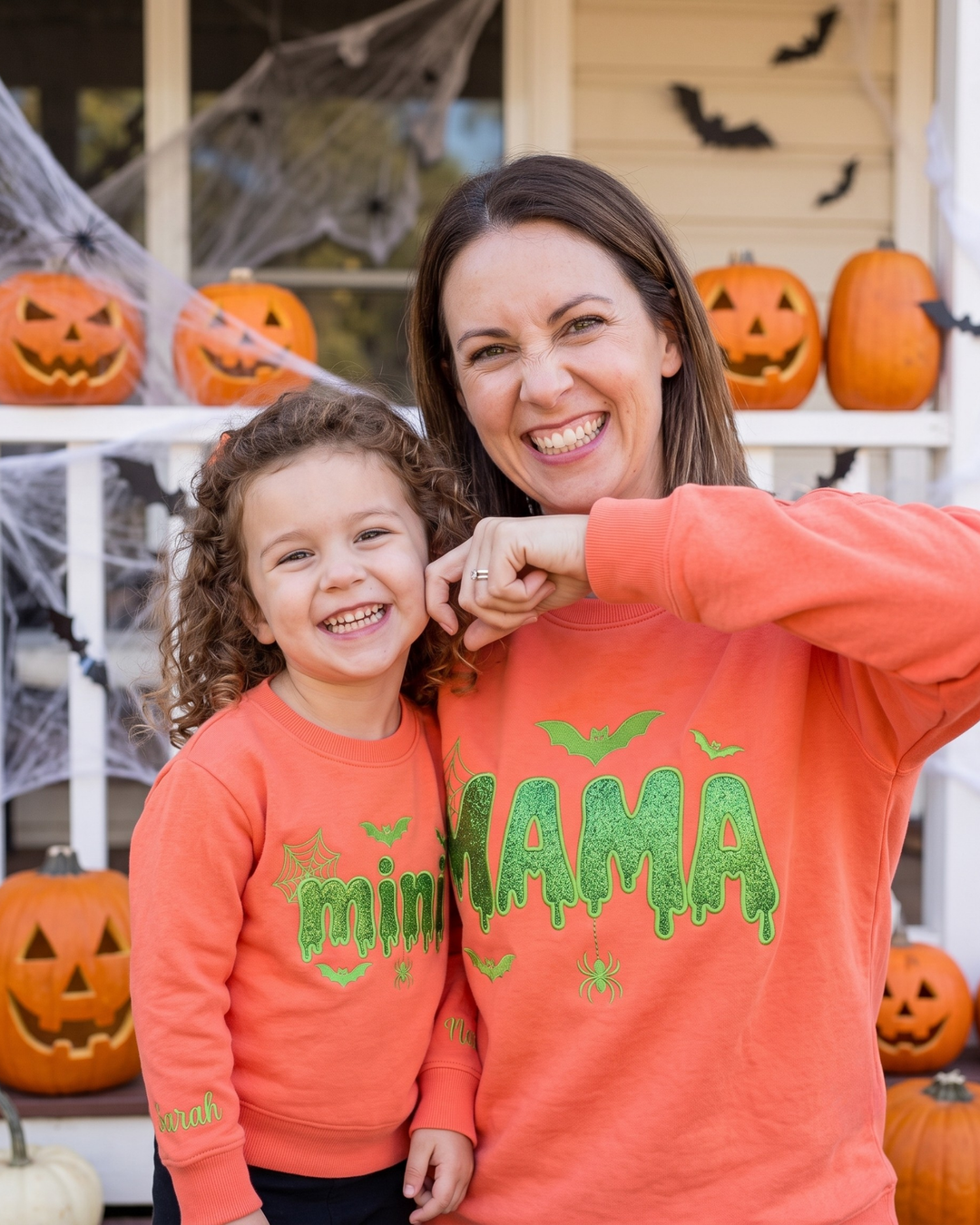 Mama Spooky Embroidered Bamboo Women Crewneck Sweatshirt