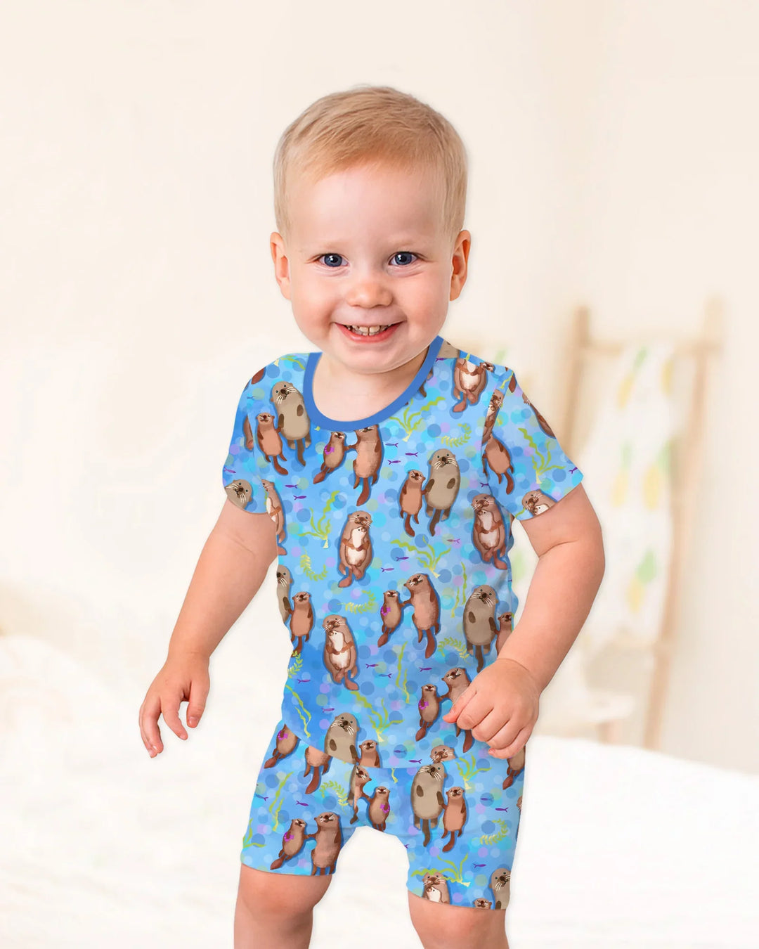 Otterly Together Bamboo Two Piece Short Sleeve Shorts Pajama Set