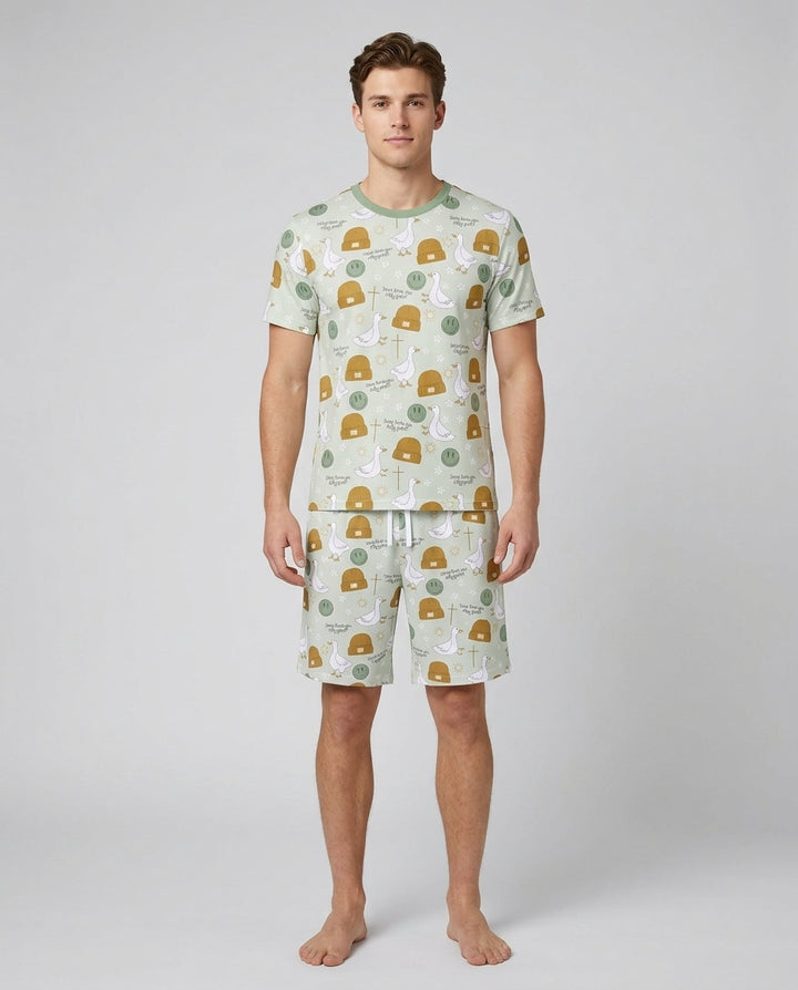 Jesus Loves You Silly Goose Bamboo Men Short Sleeve Short Pajama Set
