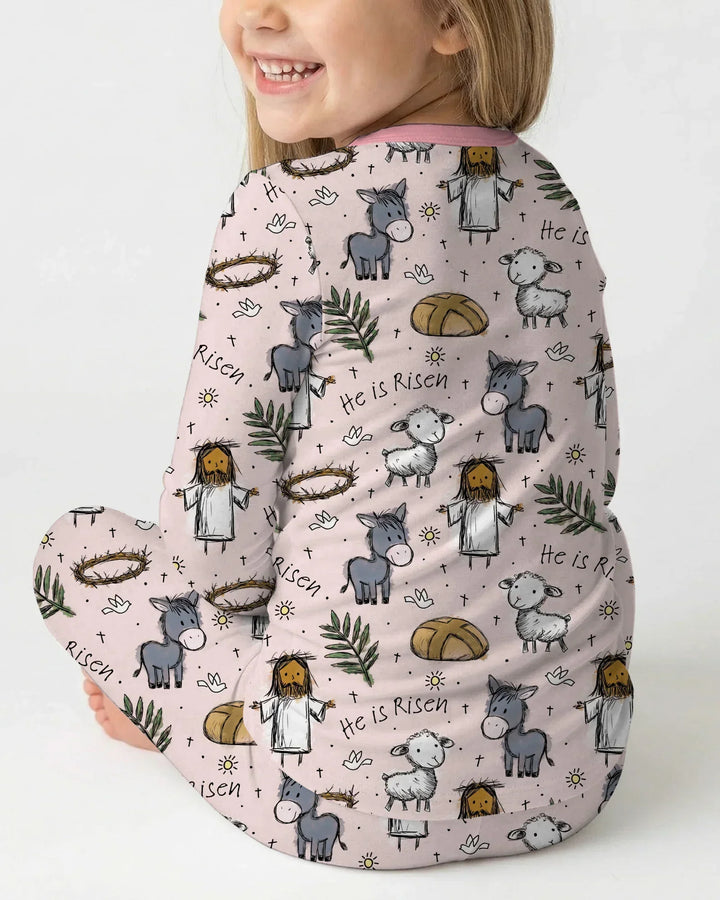 He Is Risen Easter Family Matching Bamboo Two Piece Long Sleeve Pajama Set