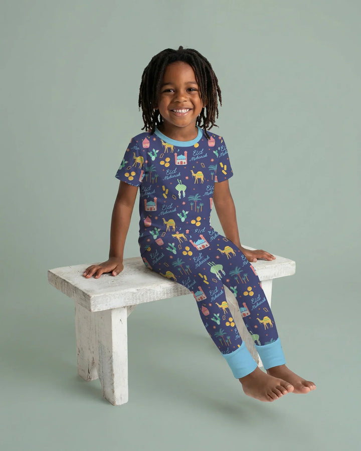 Eid Mubarak Matching Family Bamboo Two Piece Short Sleeve Pajama Set