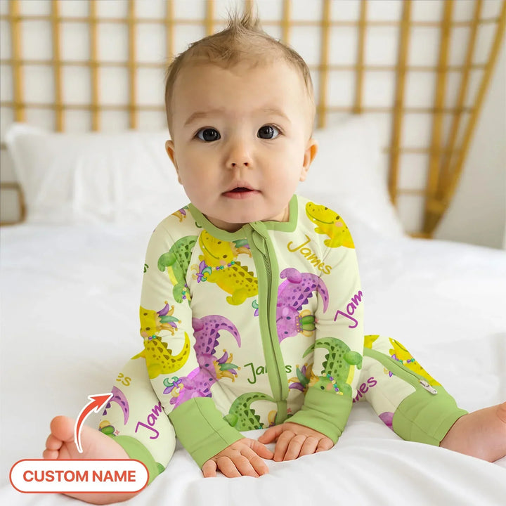 Custom Name Mardi Gras Alligator Bamboo Convertible Zippy
