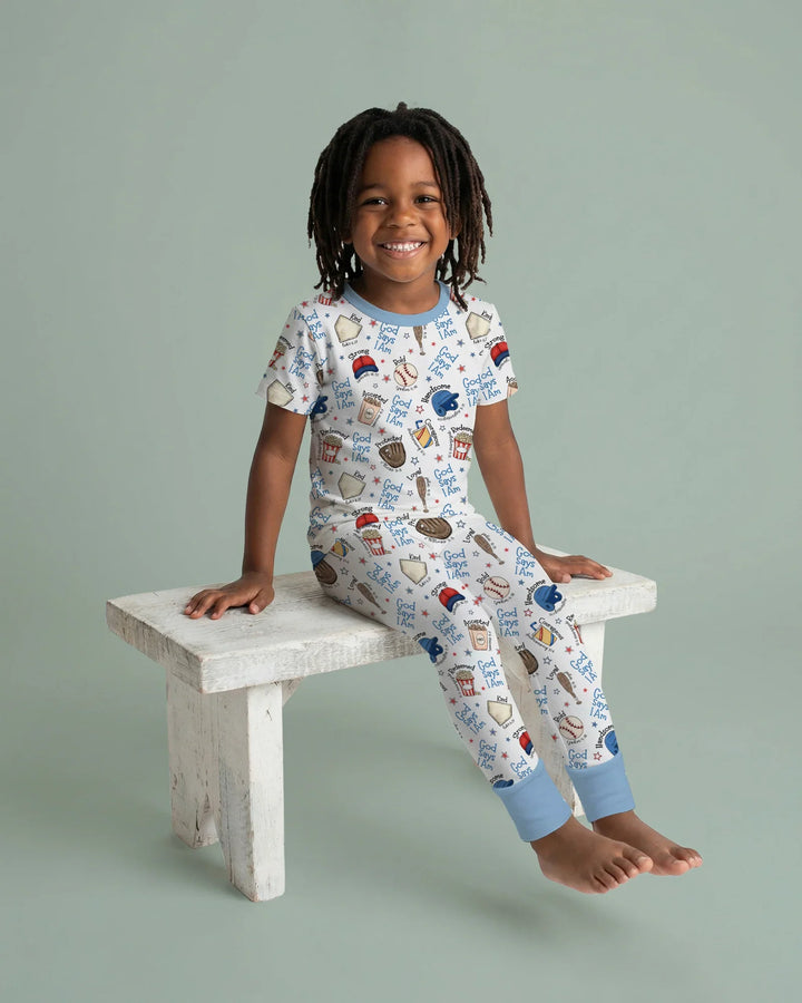 Christian Baseball Bamboo Two Piece Short Sleeve Pajama Set
