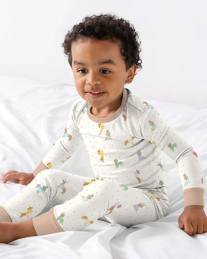 Easter Dachshund Bamboo Two Piece Long Sleeve Pajama Set
