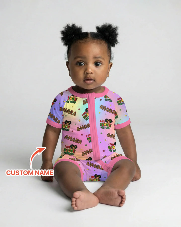 Custom Name I Am Black History Custom Bamboo Shorty Zippy