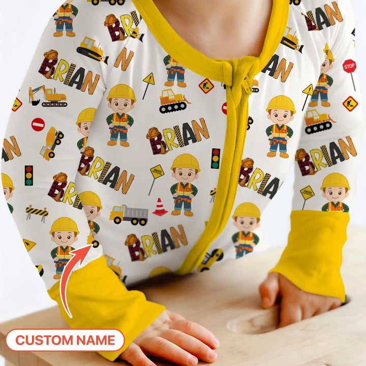 Custom Name Doodle Little Builder Bamboo Convertible Zippy