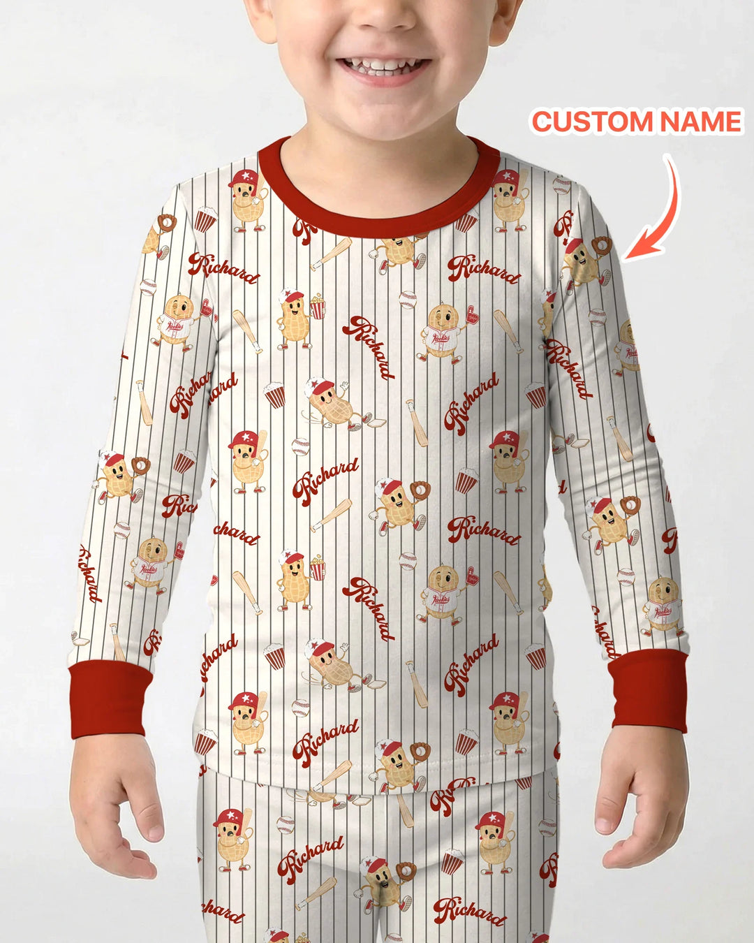 Custom Nam Retro Ballgame Bamboo Two Piece Long Sleeve Pajama Set