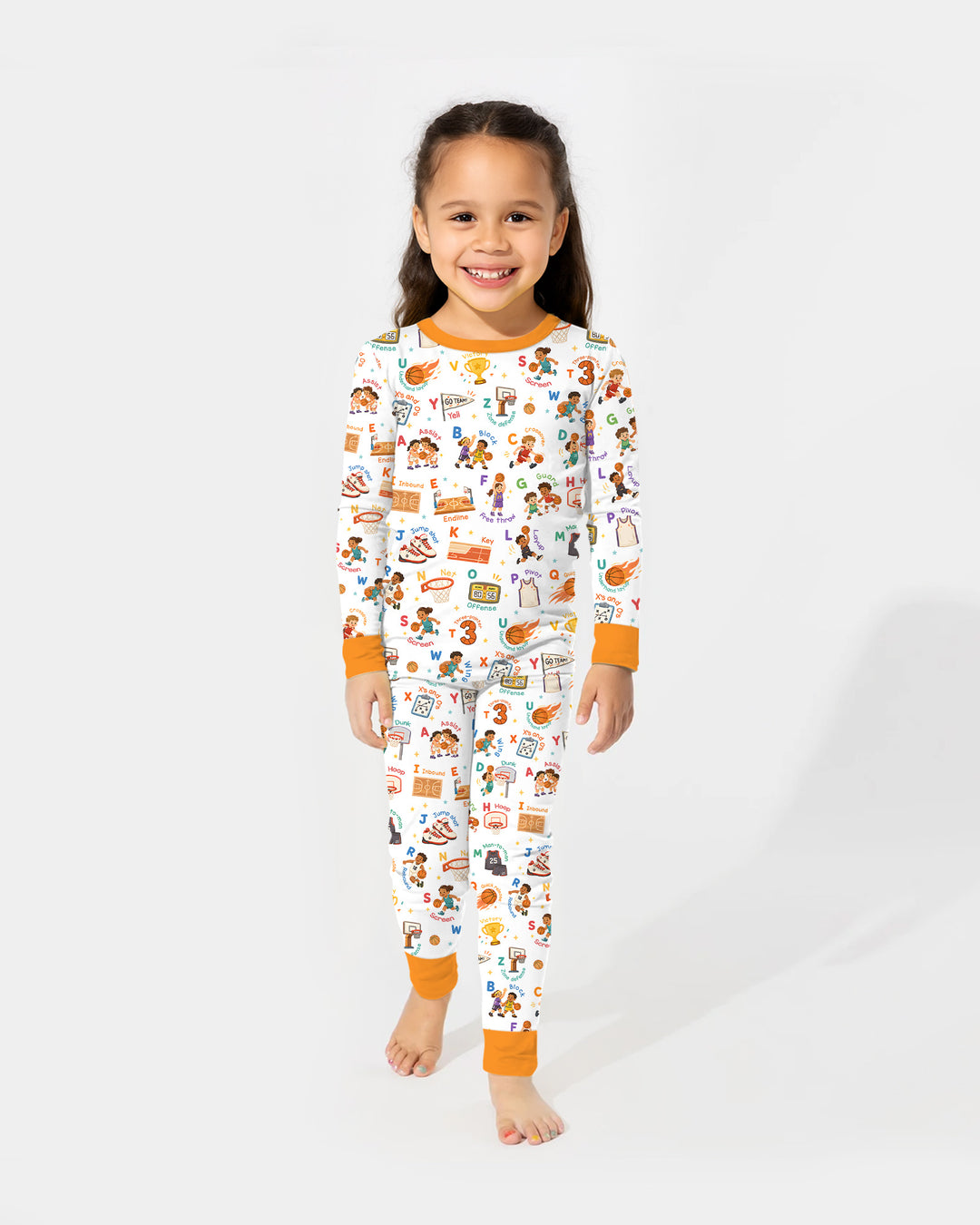 Basketball Alphabet Bamboo Two Piece Long Sleeve Pajama Set